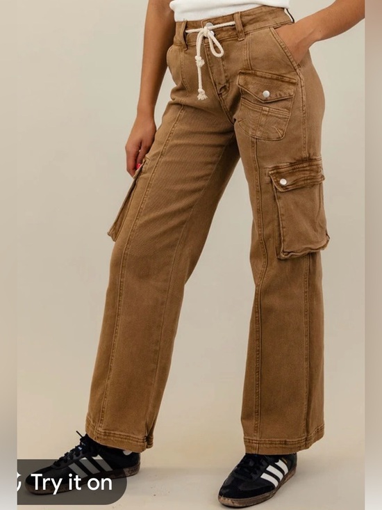 Risen Los Angeles Pants - Risen Wide Leg Cargo Pants in Brown size 28